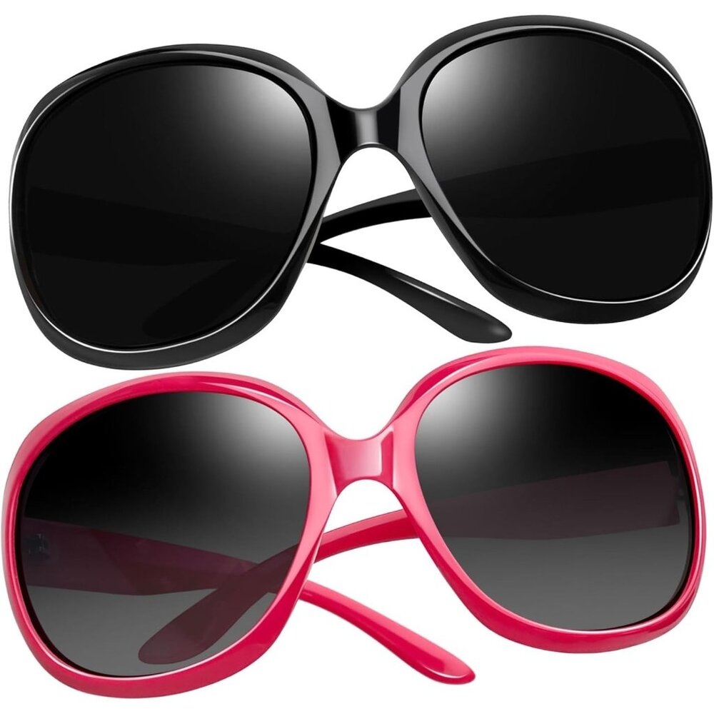Women's Black Hot Pink Trendy Polarized Driving Sun Glasses UV Protective